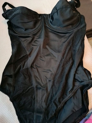 Satin bodysuit with side transparency new, size S-M, black