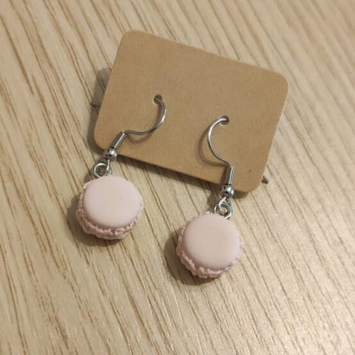 Earrings new polymer clay macarons with steel hooks