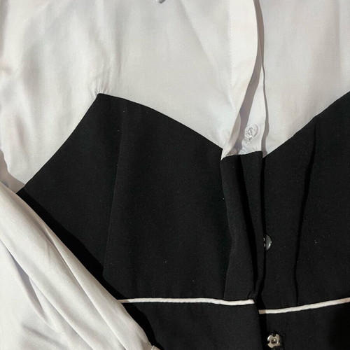 White shirt with black bustier detail like new, size 38