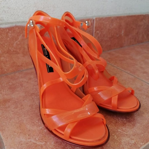 Melissa x Jean Paul Gaultier orange stiletto sandals new