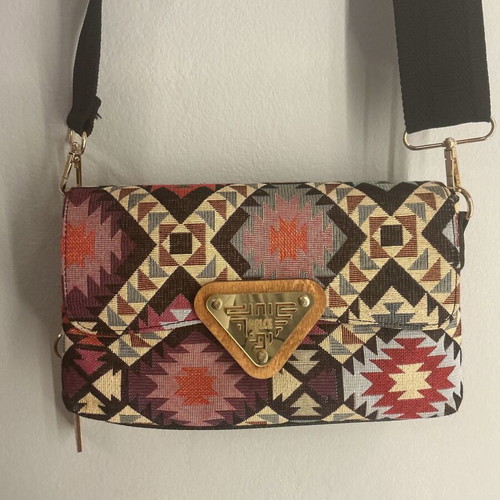 Dolce crossbody bag with ethnic pattern new, multicolor