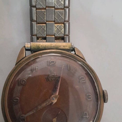 Venus vintage winding men's watch used, gold tone