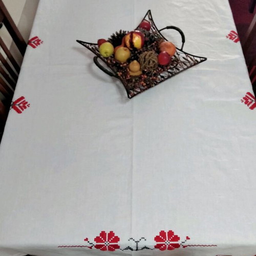 Handmade Linen Tablecloth with Traditional Embroidery, New