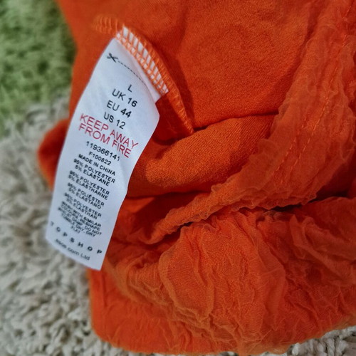 Topshop bright orange high neck top with lace details, new size L