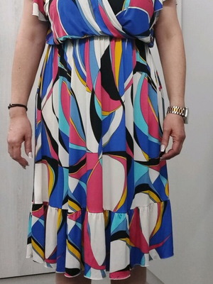 Midi short-sleeve dress colorful like new M&S