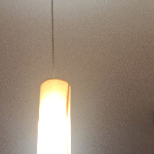 Pendant lights used, pack of 3, yellow with brown patterns