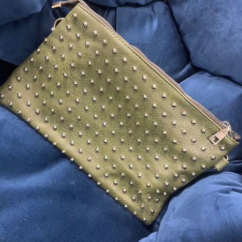 #OFFER New Women's Envelope Bag Khaki / Olive with Studs & Removable Crossbody Strap