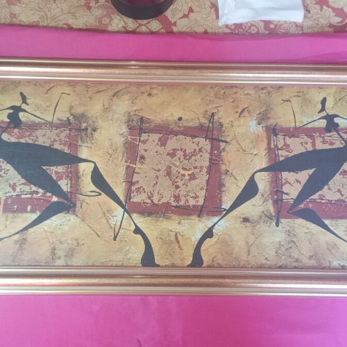 Modern painting with wooden frame like new, abstract composition