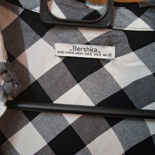 Bershka striped/checkered shirt new, black and white, size S