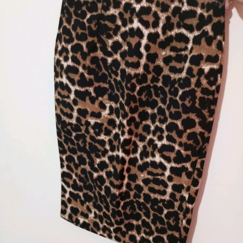 Midi skirt animal print pin up with slit, like new, brown