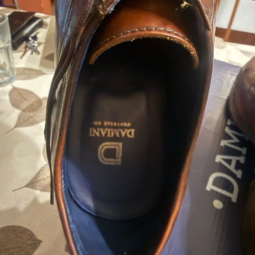 Damiani men's leather shoes used, size 43, brown