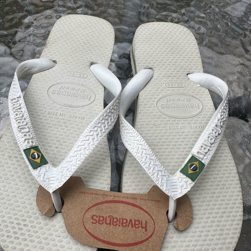 Havaianas slippers new, size 36, white and green