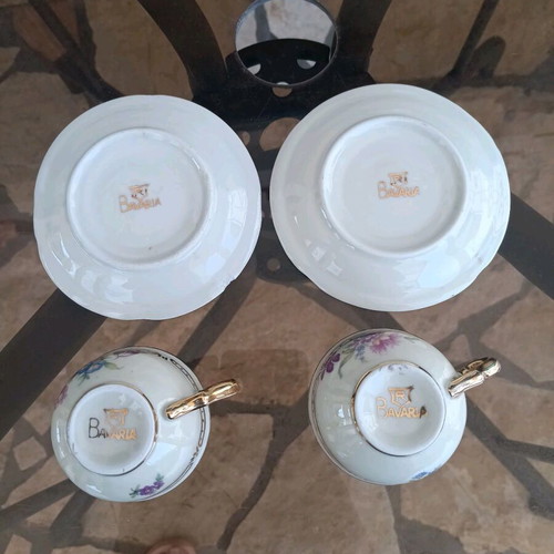 Antique coffee cups used, Bavarian porcelain