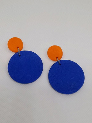 M-art S-tudio Earrings handmade, blue electric and orange