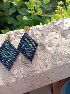 Handmade earrings new, steel, black and multicolored