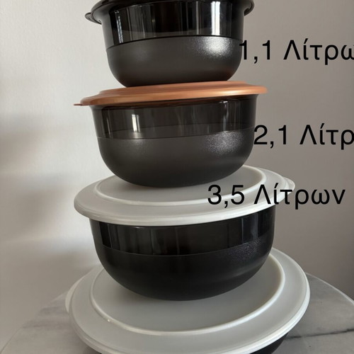 Tupperware set of 4 bowls, 1.1L, 2.1L, 3.5L, 2L