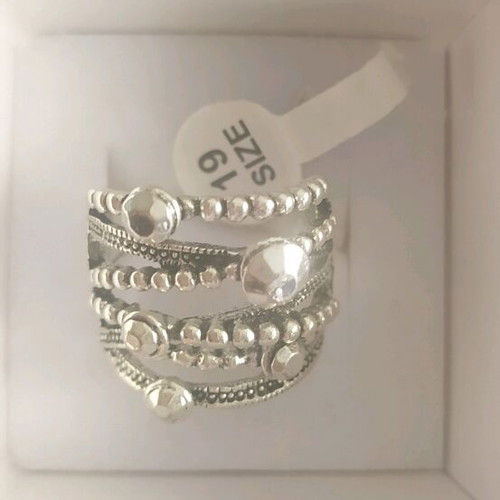 Steel ring size 19 fits also 18, new, silver color
