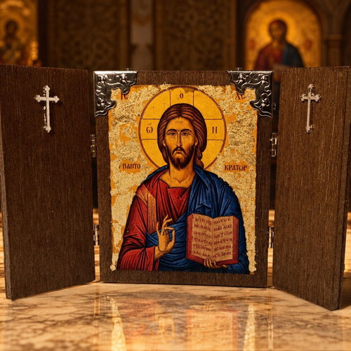 Handmade Christ Pantokrator Icon with Gift Box