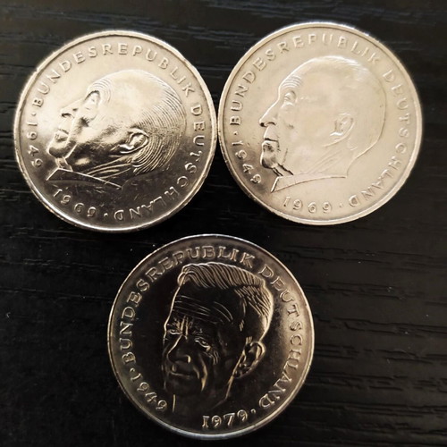 German coins used, pack of 5 pieces 1969-1988