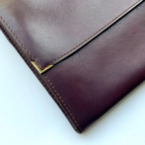 Olympic Airways leather briefcase-folder used, 1970s