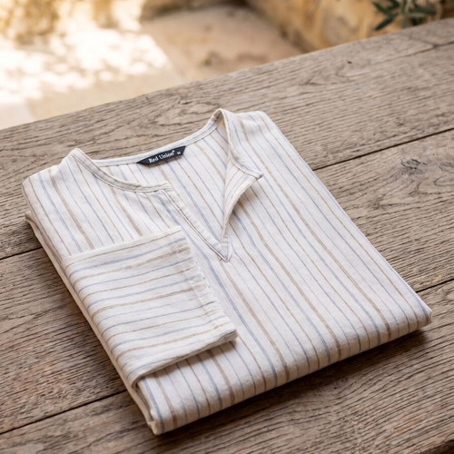 Linen Men's Striped Shirt Red Union (Size XL)