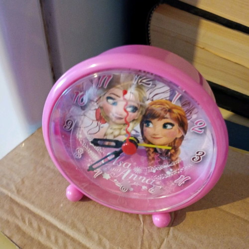 Disney Elsa and Anna analog table clock used