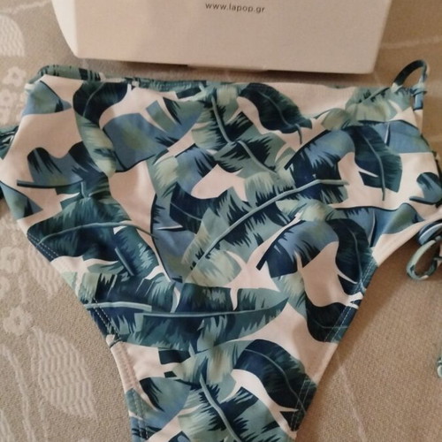Bikini swimsuit size L new, narrow fit, white and turquoise