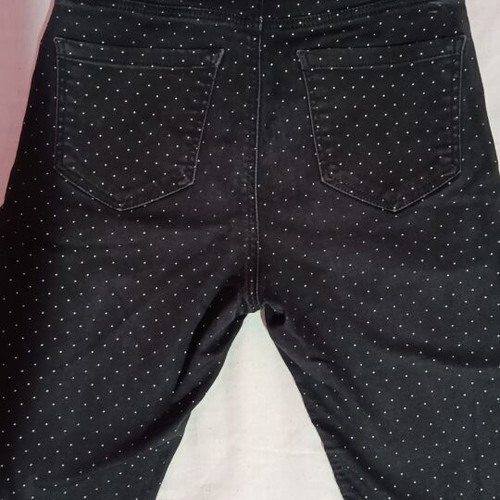 Stradivarius Basics black skinny fit elastic polka dot jeans, size S