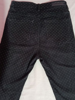 Stradivarius Basics black skinny fit elastic polka dot jeans, size S