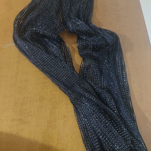 Long black scarf with silver thread like new