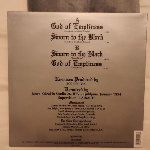 Morbid Angel Laibach Remixes vinyl used, 1994, black