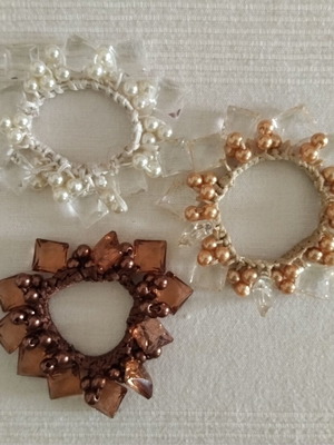 Hair Elastics Set of 3 with Crystals and Beads, like new