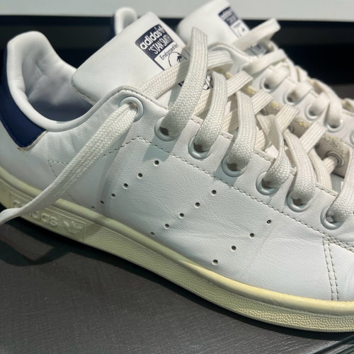 Adidas Stan Smith sneakers used, white with blue, size 38