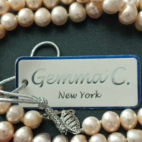 Gemma C Pearl Necklace New York with 925 Silver Clasp, New