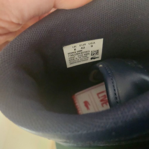 Lacoste blue leather basketball-style shoes like new, size 42