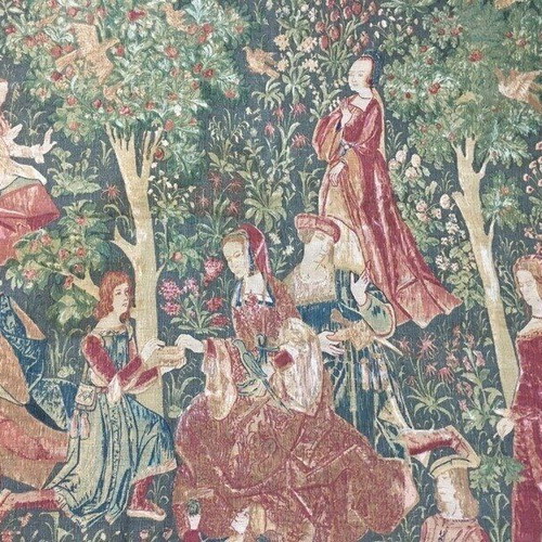 French tapestry used, large medieval-style replica