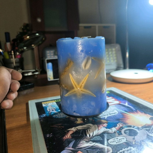 Decorative candle with base new, 12 cm height