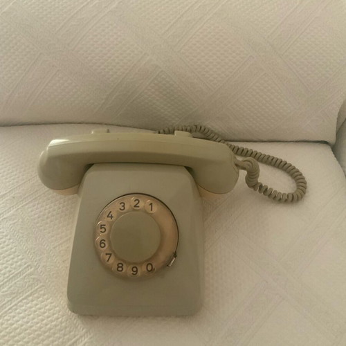 Vintage Siemens telephone device used, gray, wired