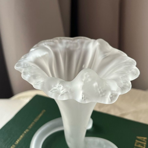 Vintage Stiver Italy decorative vase 1970s used, frosted art glass