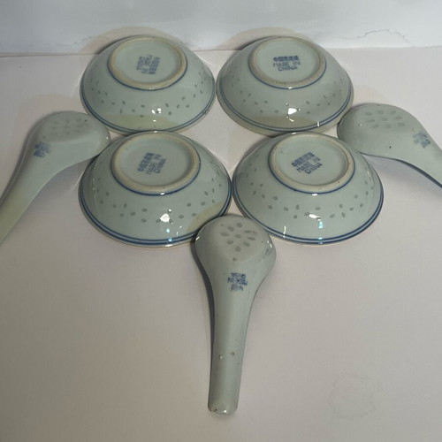 Set of 7 porcelain Chinese plates and spoons like new
