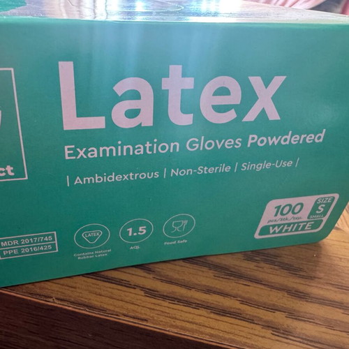 Latex Examination Gloves New, Size S, Pack of 100