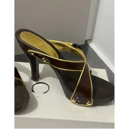 Casadei wooden heel like new, brown women's pumps size 37.5
