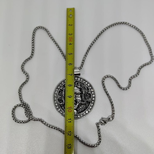 Medusa Pendant in Steel like new with rhinestones and chain