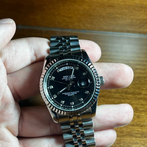 Holuns Datejust 36 mm Quartz watch like new, men's, black-silver