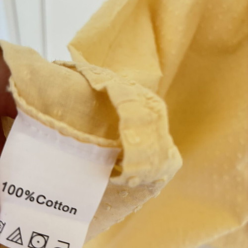 Butter Yellow Swiss Dot Puff Sleeve Smock Midi Dress, Size L, 100% Cotton, Pockets, Cottagecore