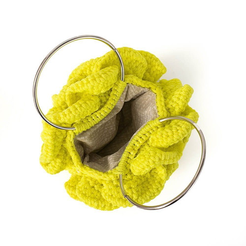 Handmade Knitted Bag White Rose new, yellow