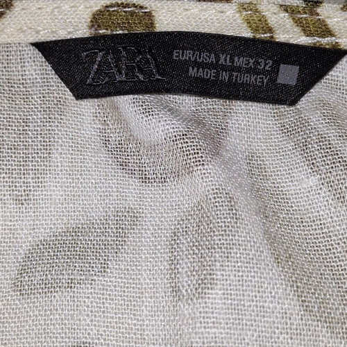 Zara blouse with paisley pattern like new, size XL, white and green