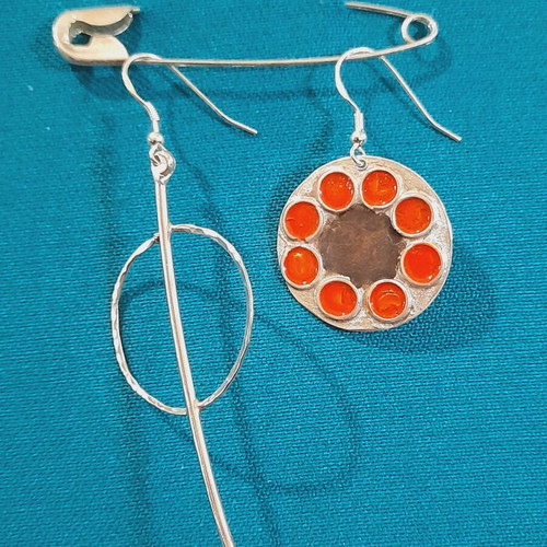 Modern silver earrings 925 silver enamel new