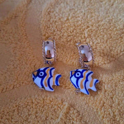 Fish earrings like new, colorful summer style
