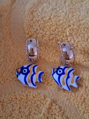 Fish earrings like new, colorful summer style